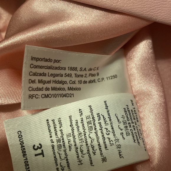 HABITUAL Girl’s Puff Sleeve Faux Leather Dress in Pink Sz. 3T - Picture 10 of 11